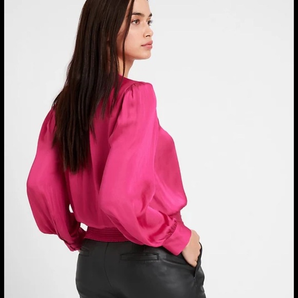 Banana Republic Satin Pink Wrap Top - Picture 2 of 3